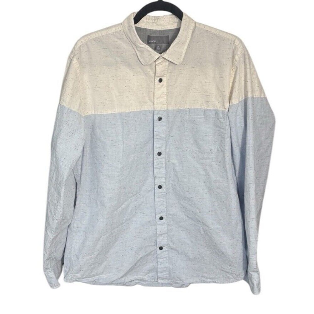 Vince Men’s Button Down Colorblock Shirt Space Dye Size XL Flaw